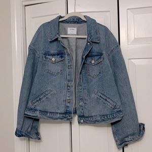 Cropped Medium-Wash Jean Jacket